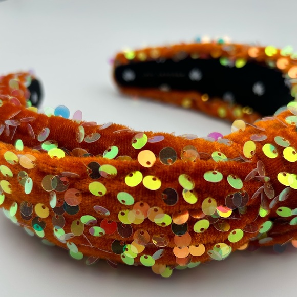 Lele Sadoughi Orange Sequin Knotted Headband - Picture 15 of 16